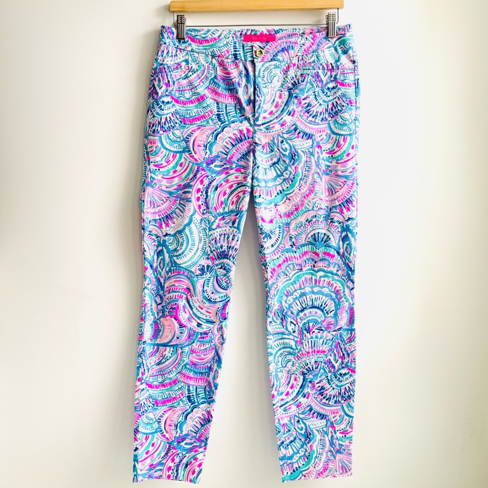 Lilly Pulitzer Kelly High Rise Skinny Ankle Pants in  Happy as a Clam Size 8